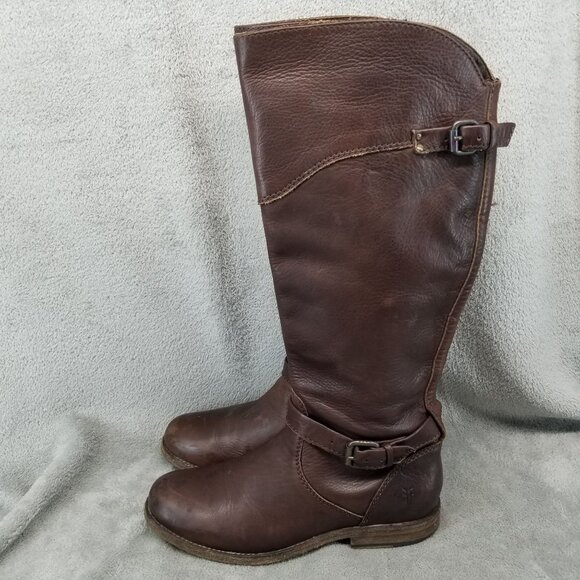 Frye Shoes Womens Size 8 Phillip Brown Leather Buckle Riding Western Boots *Read - Picture 1 of 16